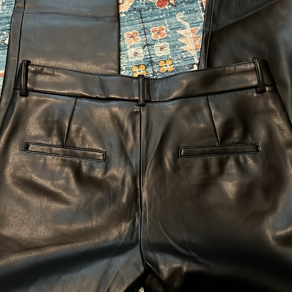 ZARA | Faux Leather Black Straight Leg Trouser Size M NWT - Picture 3 of 3